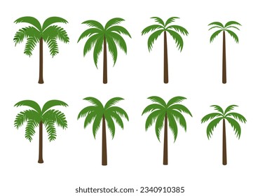 Palm tree vector set isolated on white background