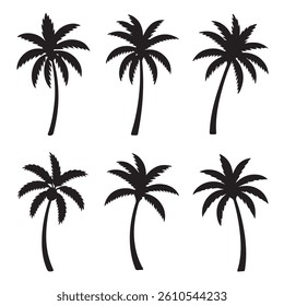 palm tree vector set. palm tree silhouette.