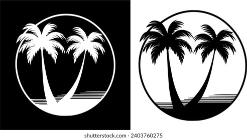 Palm tree vector set of two vector Illustration