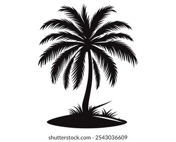 Palm tree vector shilloutee with white background 