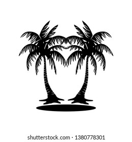 palm tree vector silhouette with black and white