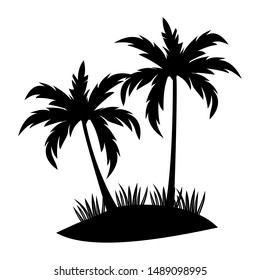 palm tree vector silhouette with black and white