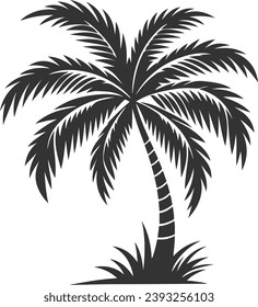 Palm tree vector silhouette black and white. Captivate your audience with the timeless symbol of relaxation and sophistication.