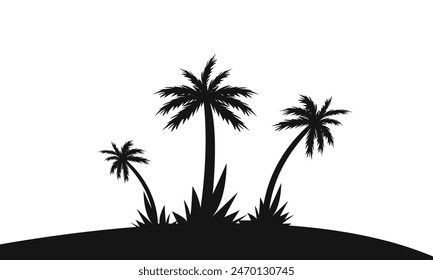 Palm Tree Vector And Silhouette Collection. 