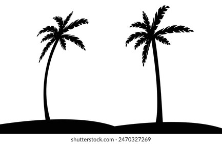 Palm Tree Vector And Silhouette Collection. 