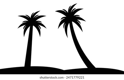 Palm Tree Vector And Silhouette Collection. 