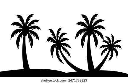 Palm Tree Vector And Silhouette Collection. 