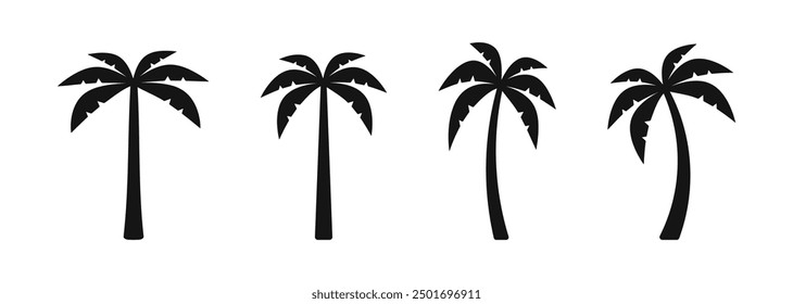 Palm tree vector silhouette icons.