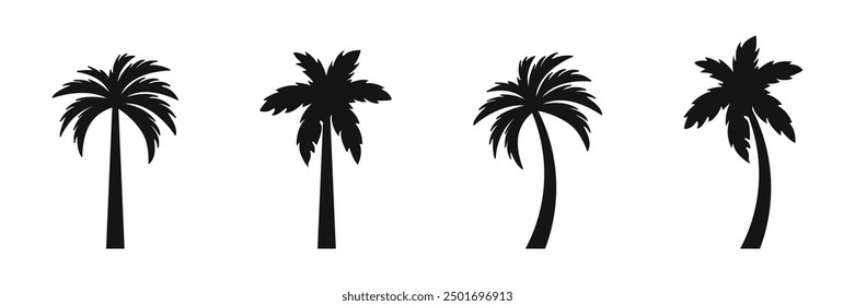 Palm tree vector silhouette icons.