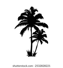 palm tree vector, palm tree vector silhouette illustration