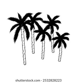 palm tree vector, palm tree vector silhouette illustration