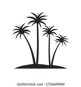 Palm tree vector silhouette, isolated on white background. Date or coconut palm symbol icon illustration.
