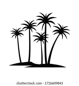Palm tree vector silhouette, isolated on white background. Date or coconut palm symbol icon illustration.