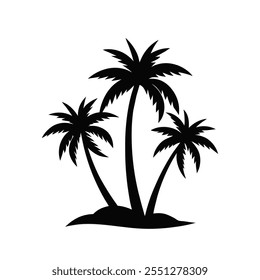 Palm tree vector silhouette isolated on a white background, Tropical palm tree black clipart. Tropical palm tree