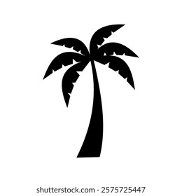 A Palm tree vector silhouette isolated on a white background. Design Of Palm Trees For Posters, Banners, And Promotional Items