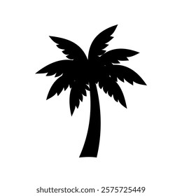 A Palm tree vector silhouette isolated on a white background. Design Of Palm Trees For Posters, Banners, And Promotional Items