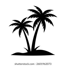 A Palm tree vector silhouette isolated on a white background, Tropical palm tree black clipart. Tropical palm tree	