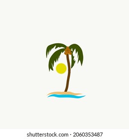 Palm tree vector sun sea 