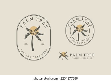 Palm tree vintage logo design template 