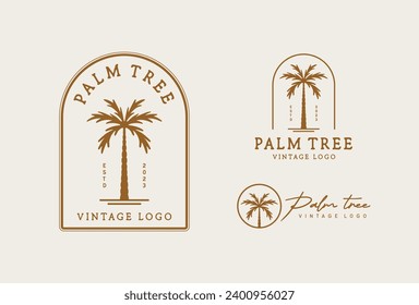 Palm tree vintage logo design template 