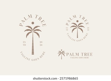 Palm tree vintage logo design template 