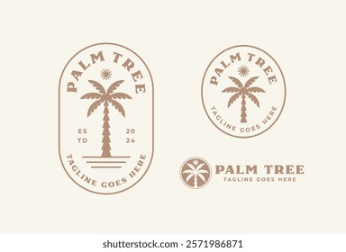 Palm tree vintage logo design template 