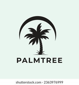palm tree vintage logo vector minimalist illustration, palm nature simple design