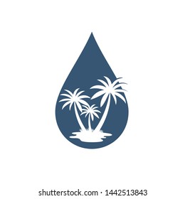 palm tree and waterdrop logo design element