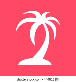 Palm Tree white icon on magenta color background. Eps-10.