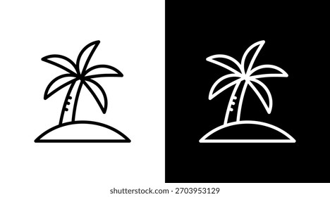 Palm Tree White Icon Set Design