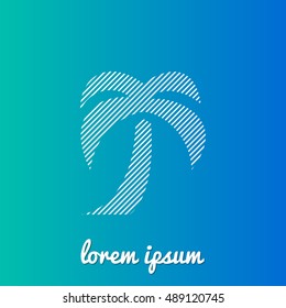 Palm Tree White stroke fill with blue & green gradient background Icon / Logo Design