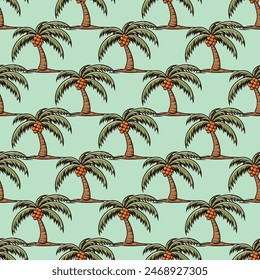 Palm Tree In the Wind Seamless Vector Pattern Design 02