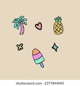 palm tree,pineapple and ice cream logo design