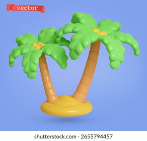 Palm trees 3d cartoon vector icon