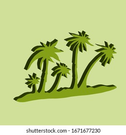 Palm trees 3D. Vector illustration. hand drawn.