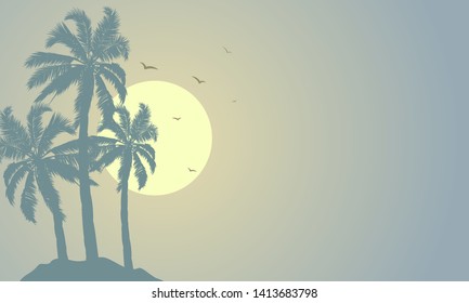 Palm trees against the sky, vector art illustration.
