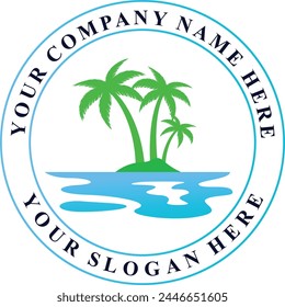 Palm trees beach circle logo