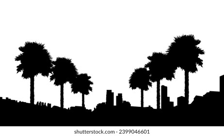 Palm trees beach vector silhouette. Coconut palm on Beach vector. EPS 10