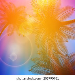 Palm trees with beautiful sunset. EPS10