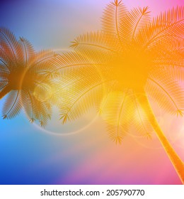 Palm trees with beautiful sunset. EPS10