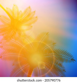 Palm trees with beautiful sunset. EPS10
