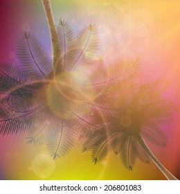 Palm trees with beautiful sunset. EPS10
