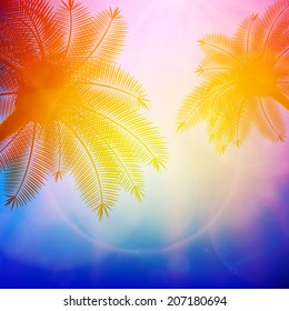 Palm trees with beautiful sunset. EPS10
