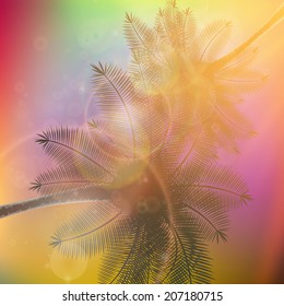 Palm trees with beautiful sunset. EPS10