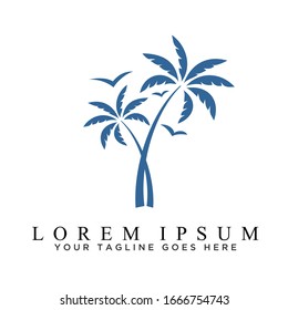 palm trees and birds in simple or unique image graphic icon logo design abstract concept vector stock. Can be used as a symbol related to plant or vacation