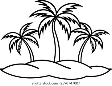 palm trees black color line art
