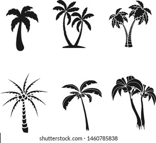 	
Palm trees black silhouettes set