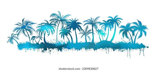 abstracción del horizonte azul de las palmeras. Ilustración del vector