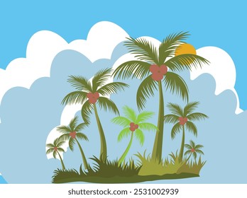 palm trees and blue sky summer vector design