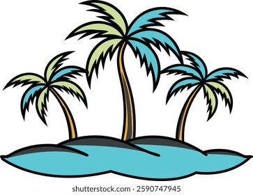 palm trees clean color vector illustration